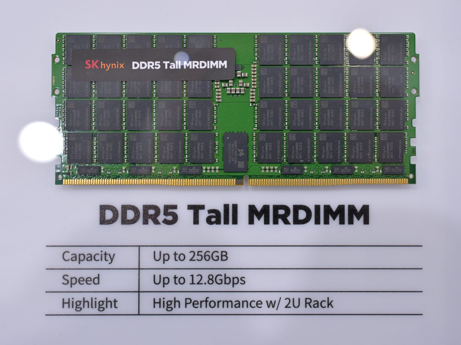 An SK hynix DDR5 server memory module on display at Computex 2025